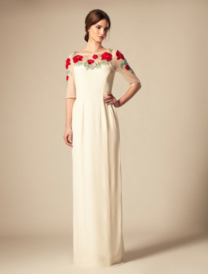 spalva-magnolija-elegantiškas ir-išgalvotas suknelė-su-Rose akcentas