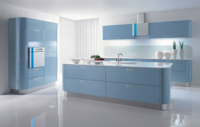 culoare de design-in-the-bucătărie-lumină de culoare albastră de perete