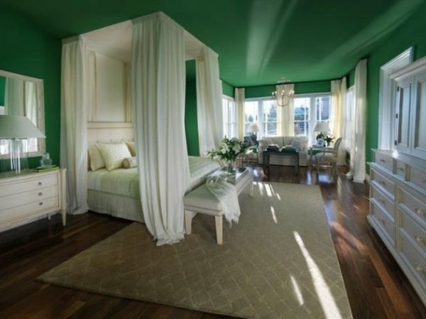 schema de culori-dormitor-elegant-verde - draperii pentru pat