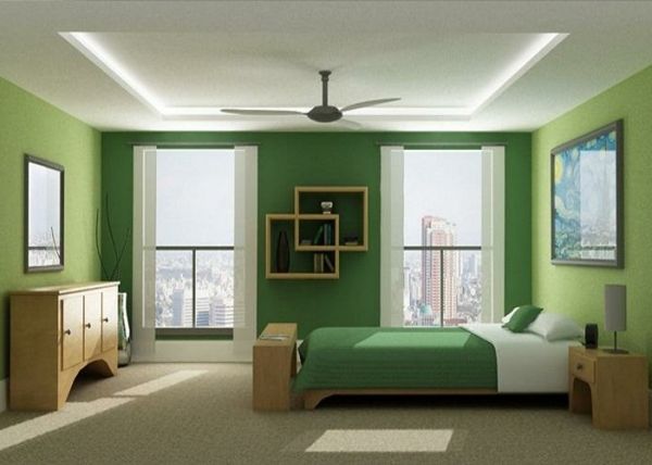 schema de culori-dormitor-verde-pereti-frumos-pat - poze de pe perete