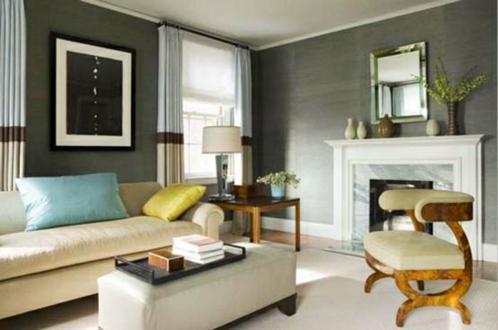farebné prevedenie steny komína sofa-image-to-the-múr šedej farbe steny-in-Wohnzimmer