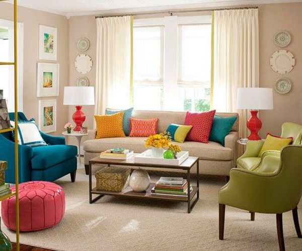 farebné nápady-obývačka-kusy nábytku-v-rôznych farbách