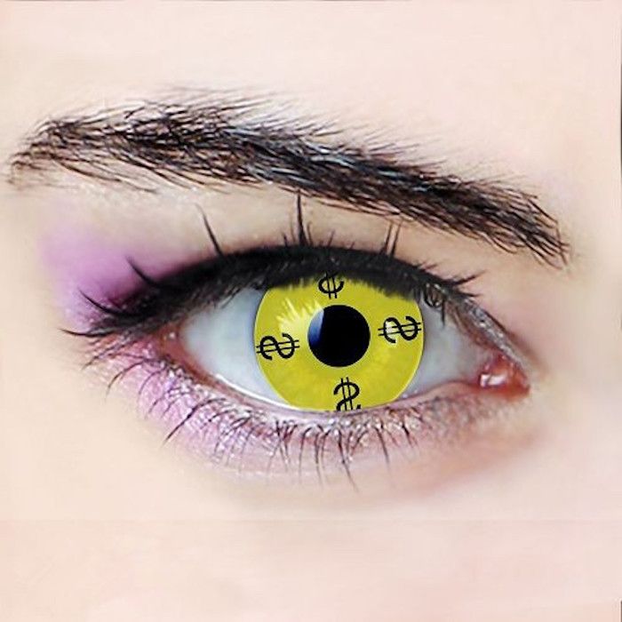 Golddigger, íris amarelas, motivos dólar, maquiagem dos olhos rosa para adolescentes