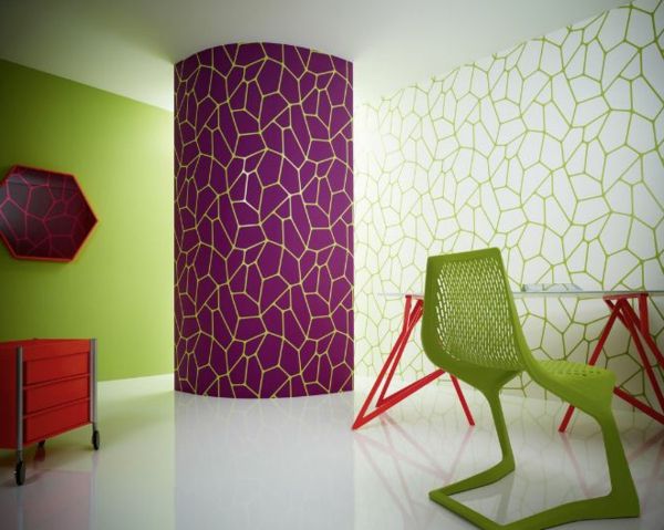 farge-vegg-design-lilla-og-grønn-matchende - kreativ