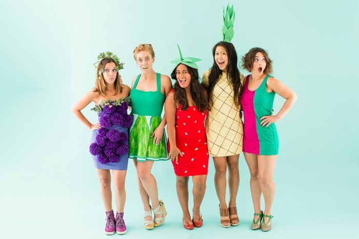 vestidos chiques fantasias de grupo carnaval de mulheres como frutas