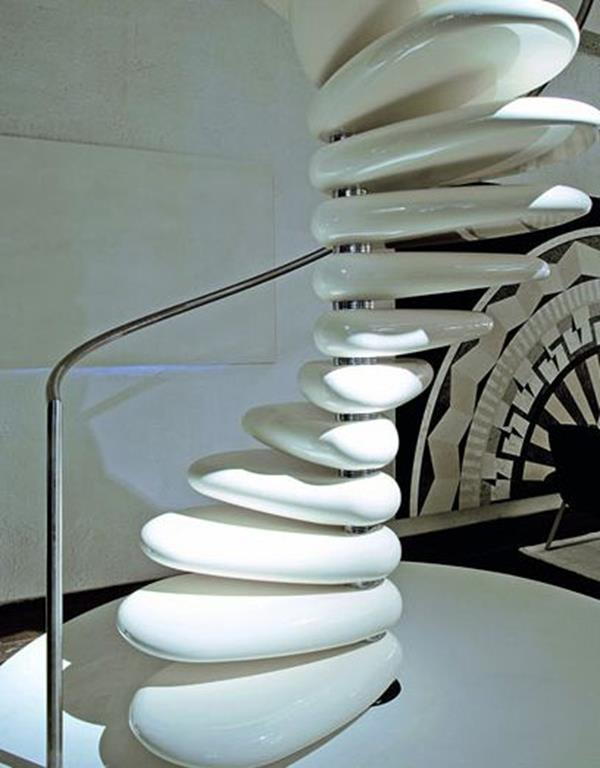 fascinerende utforming bleie trapp-med-ultra-moderne design med hvite steiner