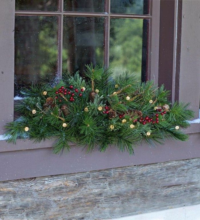 Fensterdeko-jul-många gröna växt snygg