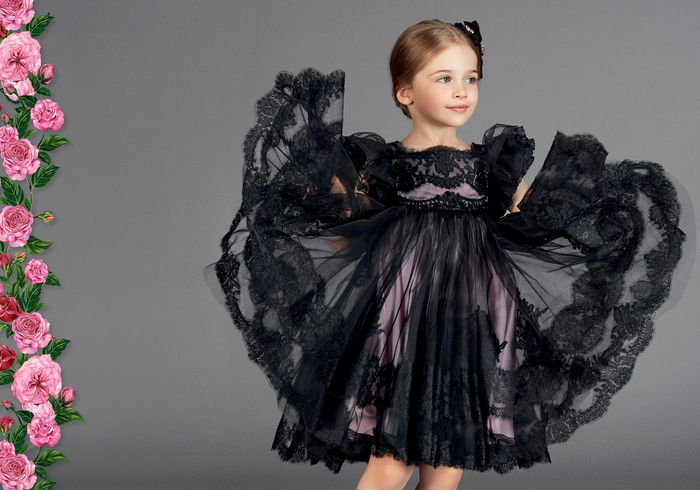 çocuklar için şenlikli elbiseler, mor ve siyah, dantel ile şık elbise