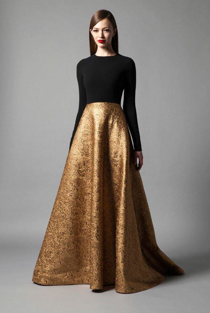 elegantné šaty Slávnostné oblečenie-Ženy-long skalné zlatý odtieň čiernej shell