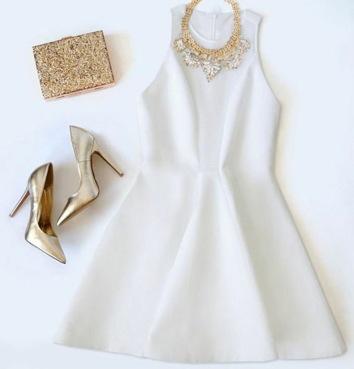elegantiškos suknelės Šventiniai-suknelė-už-Naujųjų metų balta frakas-trumpas elegantiškas