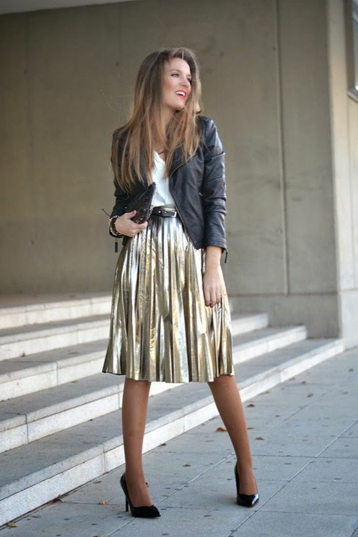 festtags moda golden-rocha-preto-jaqueta de couro-calçado-bag-longo-cabelo