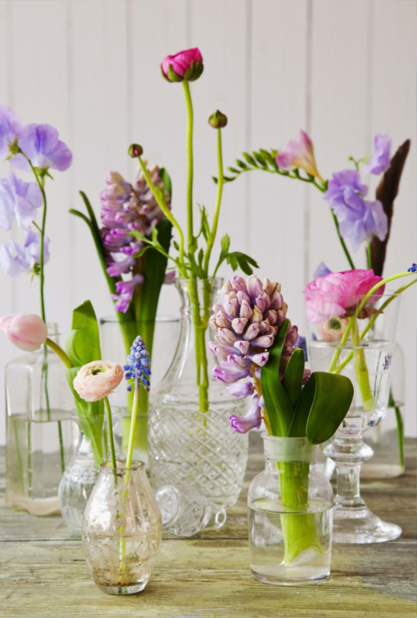 Pavasario gėlės-in-stiklo konteineris-Chic-švieži