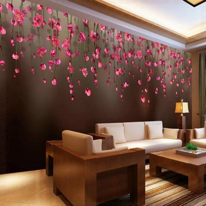 Nuotraukų tapetai gėlių-kūrybinė dizaino-ir-sofos