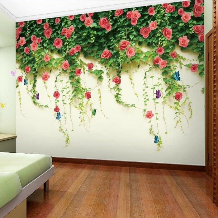 foto tapety, kvetinové-pra-design-obývacia s drevenou podlahou