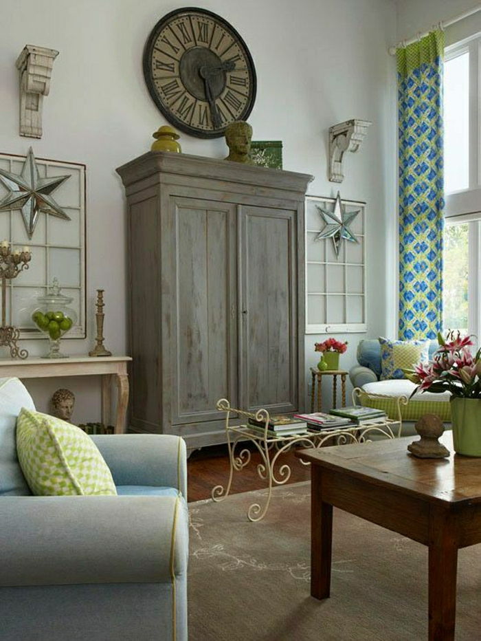 čerstvý-obývacia izba-designu-vintage prvky Old wall clock