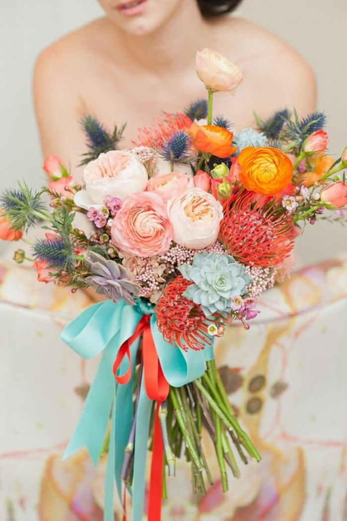 Šviežia Gėlininkystė vestuvių nuotakos puokštė-Flash-vasaros spalvų