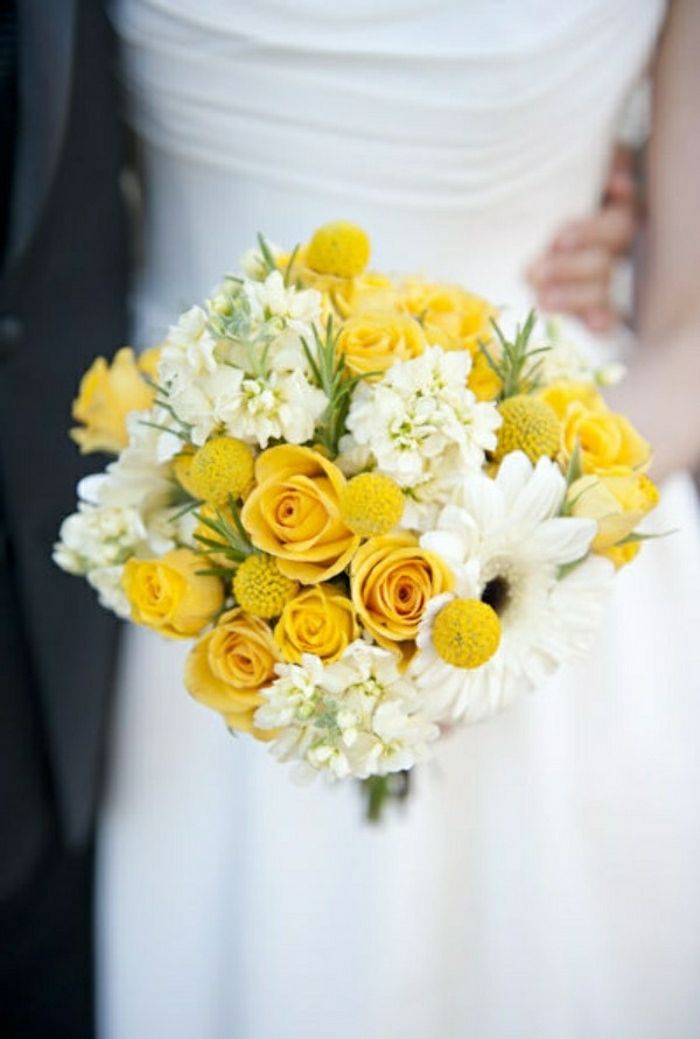 Šviežia Gėlininkystė vestuvėms-balta-geltona gerbera Roses