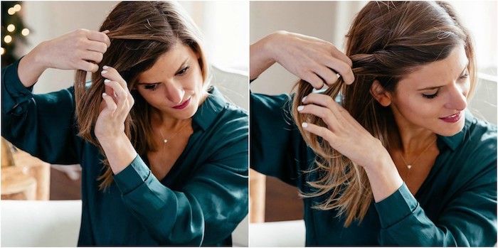 frisyrer kvinner vakker ide å lage seg kvinne med grønn skjorte fletter håret hennes