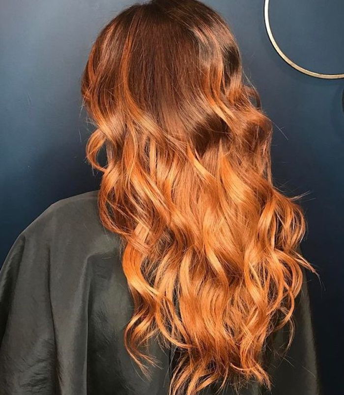 penteados longos médios, corte de cabelo moderno, cabelo laranja, penteado feminino