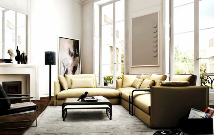 tavolo-plueschteppich-ledestuhl progettista -favorable mobili in pelle ad angolo-basso-caffè lampada da terra focolare