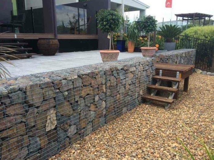 Gabionen e pietra naturale muro di pietra muro-giardino-giardino scale-te-costrutto