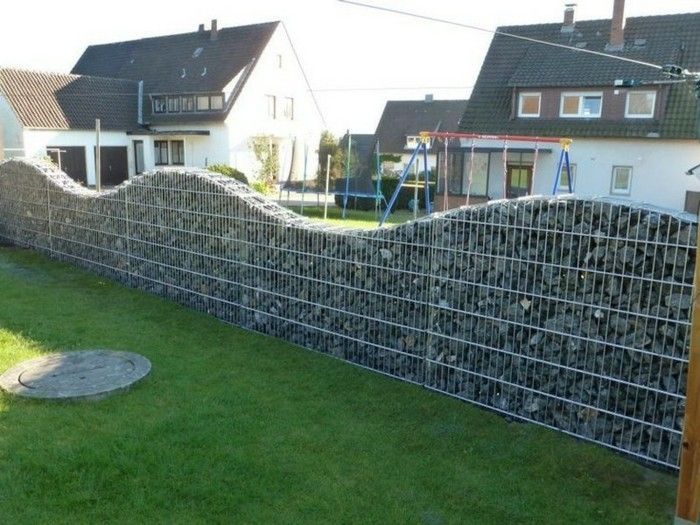 gabionen plot-diy-kamenné múry záhradné-kameň-Wand prírodné kamenné múry-bez-betónu