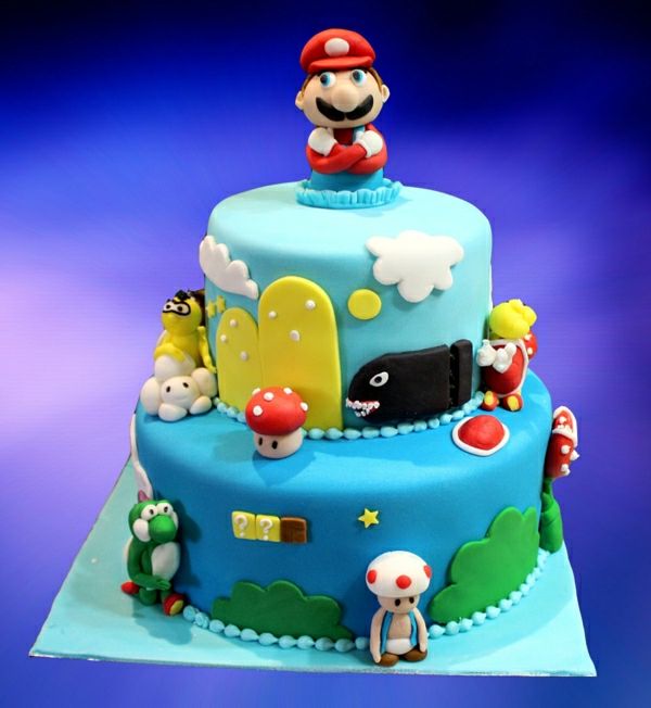 metų Cool-pyragai-papuošti - Birthday Party-vaikai-dideli-pyragai-tvarka-super-Mario simbolių