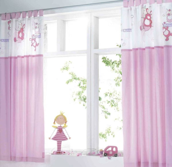 oblikovanje zaves okraski-rožnato-barva-lepa otroška soba