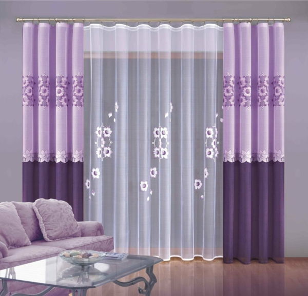 gardinendekoration-exempel-lila-färg - modern design