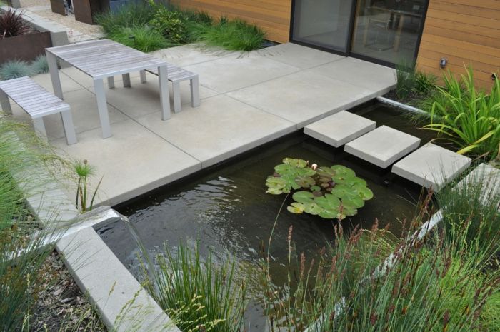 Modern bahçe tasarımı - su özelliği ve gölet Ülke tarzı bahçe mobilyaları