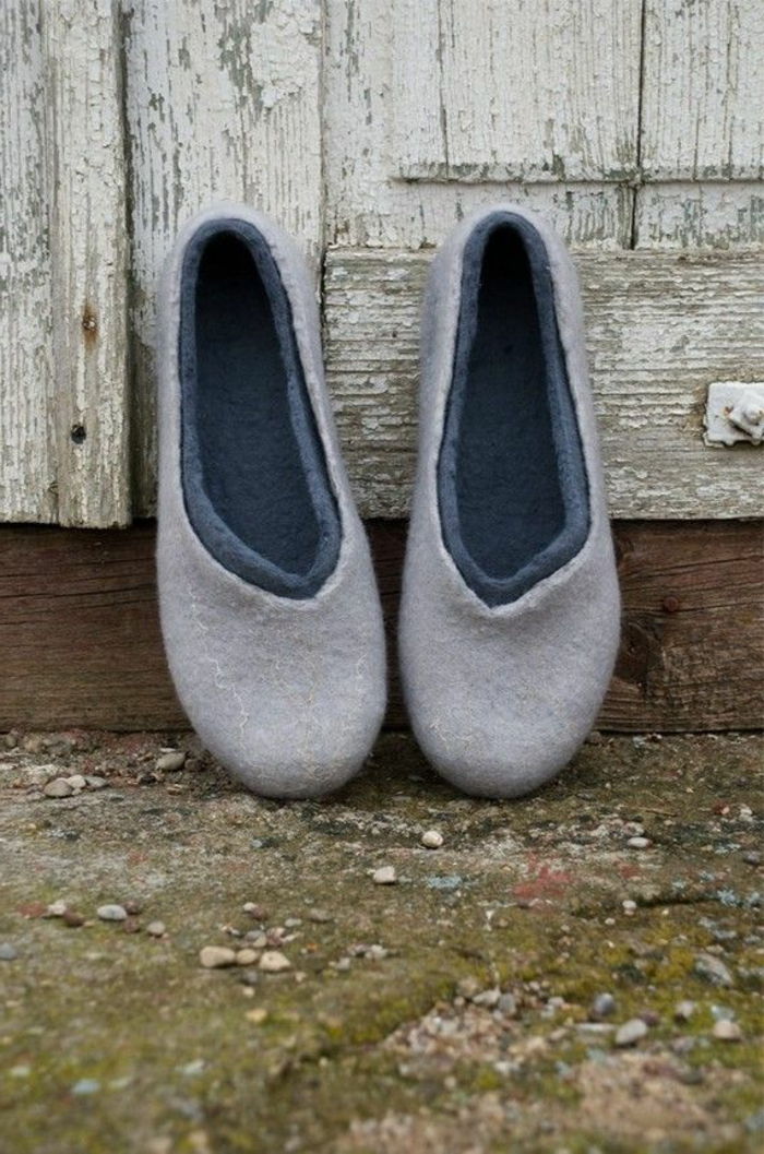 plstené papuče pánske šedé prevedenie vlna Ručné