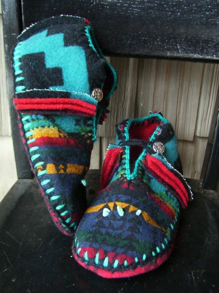 plstené Vlna pánske papuče farebné vzory