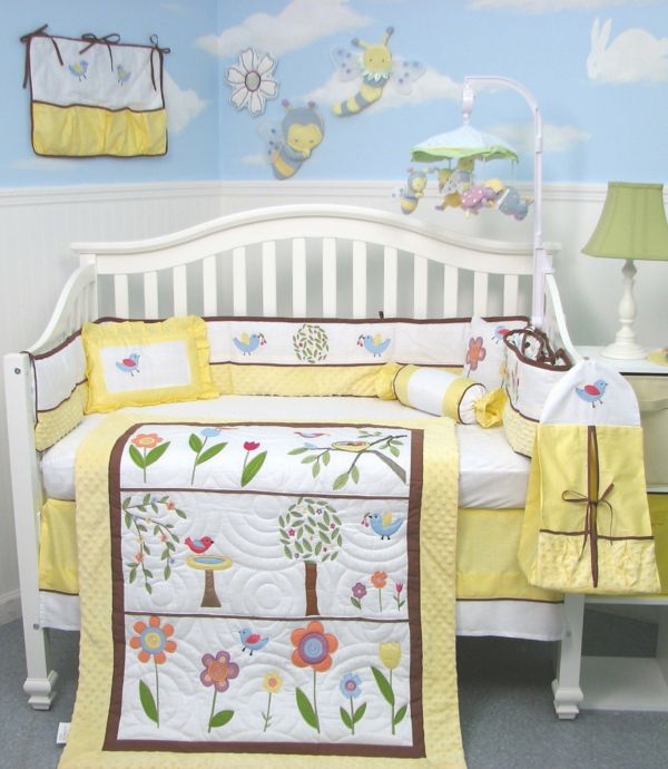 gul-sängkläder babyroom-komplett-low-baby sovrum set