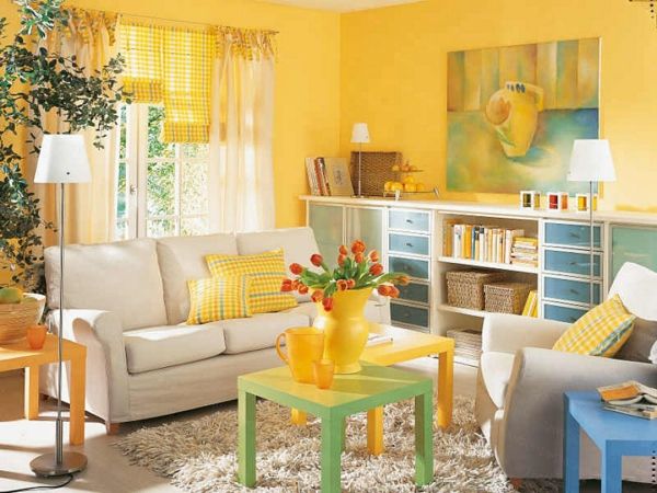 rumeno-odtenki-rumeno-barva-dnevna soba-pohištvo-trendi-notranja-okrasitev-ideje