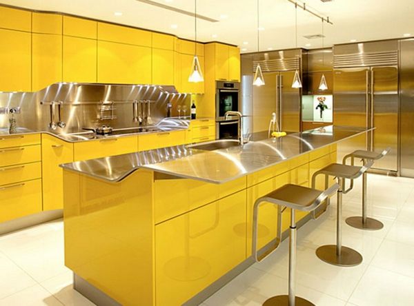 Kuhinjske otoške omare kovinski elementi utripajo glavno barvo