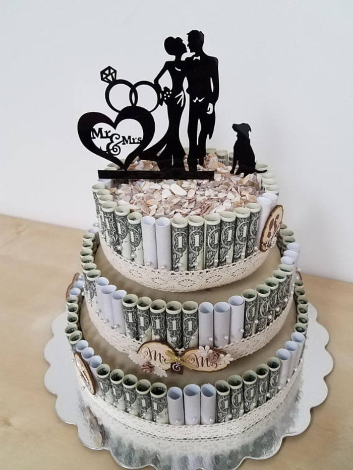 Naredite poročno torto iz bankovcev, ustvarite sami gotovinsko darilo, navodila po korakih