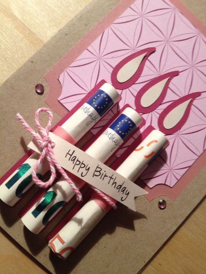 Izdelava rojstnodnevne kartice, bankovce kot sveče, ustvarjalna ideja za kopiranje