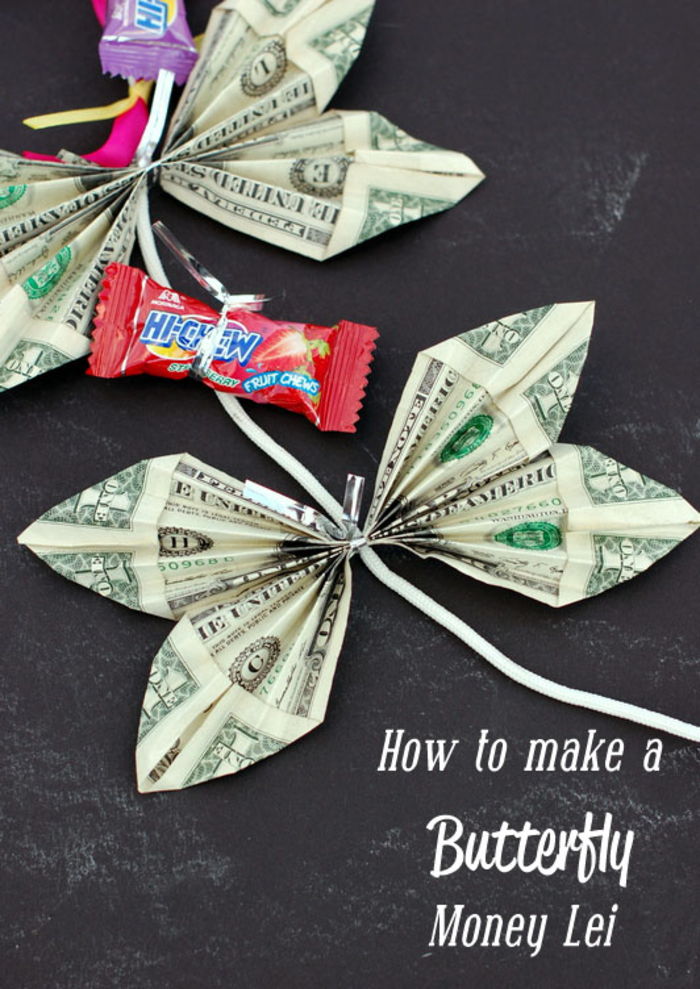 Oblikovanje metuljev iz bankovcev, dajanje denarja brez denarja, ustvarjalna darila denarja