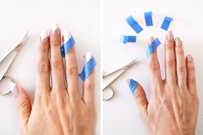 gör gel naglar bilder, nagel design i beige och vitt själv