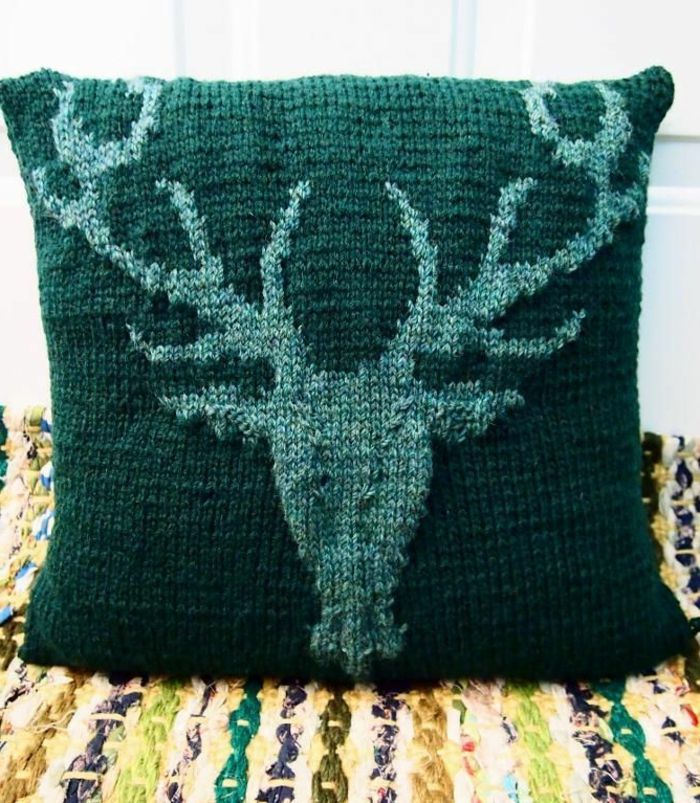 koselig modell strikket pute-grønn-vakre hjort form dekorasjon
