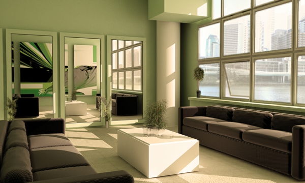 Cosy Dnevna soba Wall Oblikovanje Green Sofa