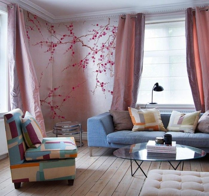 confortabil cameră-romantică-tapet-model-minunat-perete de viață de design