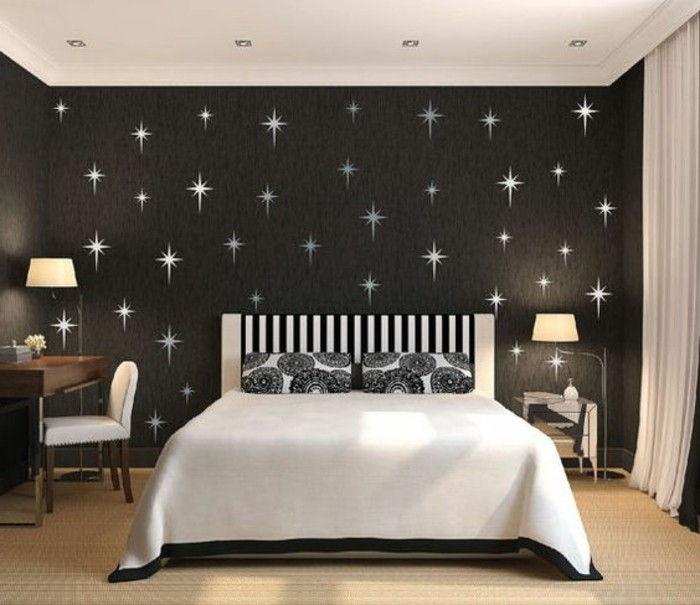 ontwerp-slaapkamer-black-wall-to-wall-sticker sternen