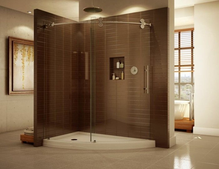 sklenená stena sprchový-in-modernej kúpeľne