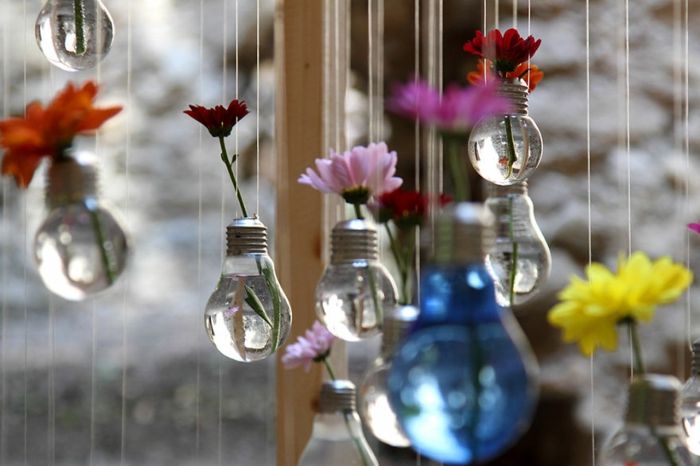 DIY vázy hrušiek, kvety, závesné dekorácie