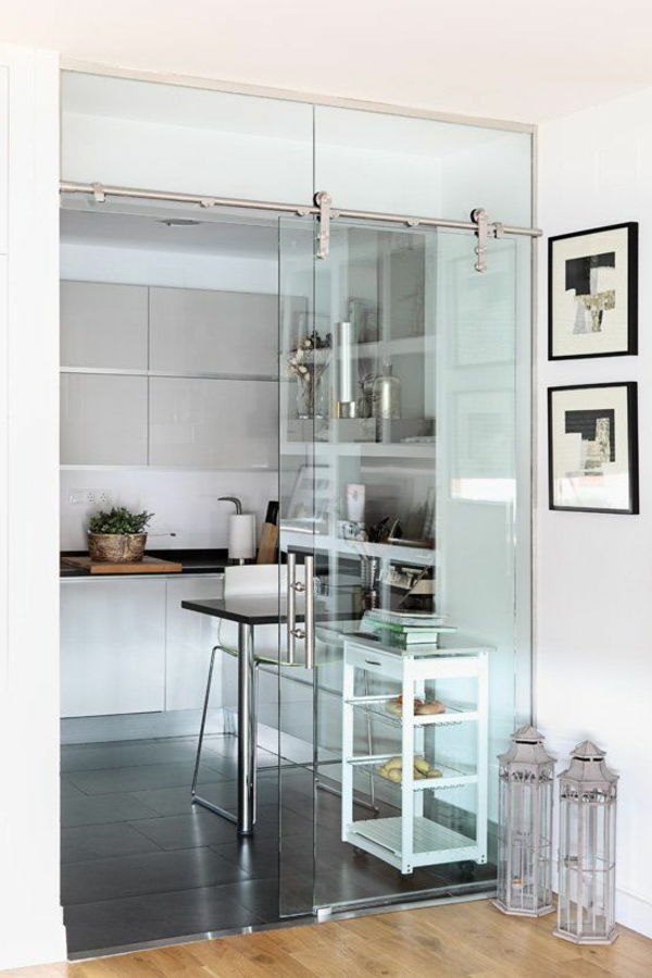 steklena drsna vrata, lesene talne-moderno zasnovo ideje-za-dom