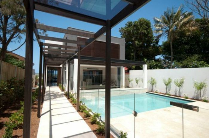 sklenená stena-terasa, moderný design-pool
