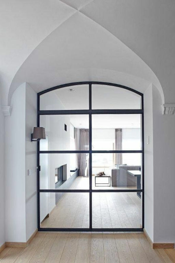 portas-com-preto-frame-interior-design de interiores de vidro portas de vidro