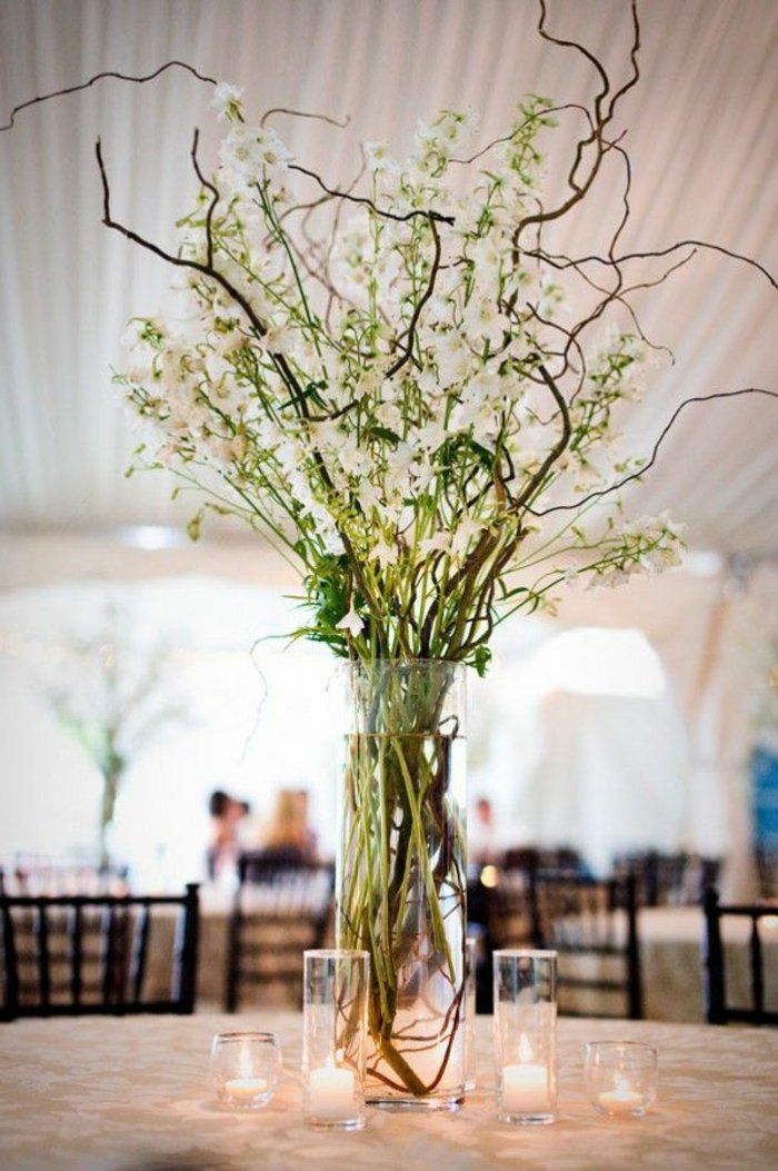 glazen vazen-big-beautiful-bloemen, vaas met glazen kaarsen Prachtige tafeldecoratie