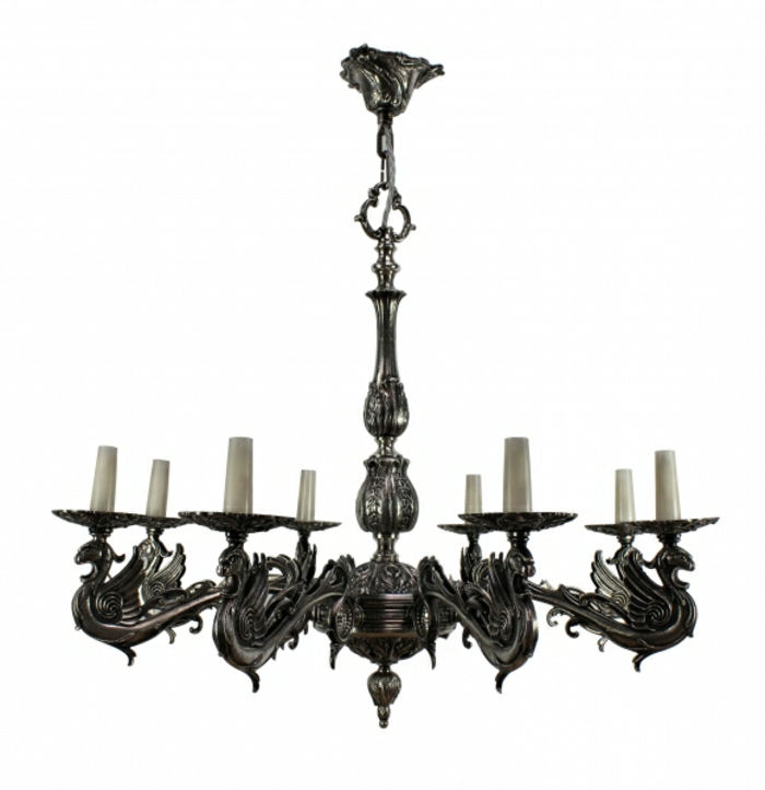 În stil gotic de candelabre metalice pentru opt becuri în formă de dragon